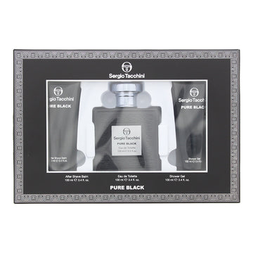 Sergio Tacchini Pure Black Gift Set 100ml EDT + 100ml Shower Gel + 100ml Aftershave Balm