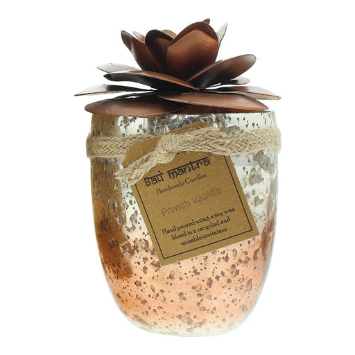 Bali Mantra Camellia Glass Copper Candle - French Vanilla