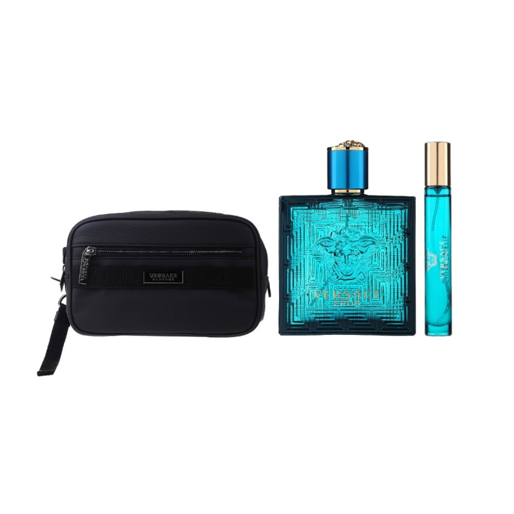 Versace Eros Gift Set 100ml EDP + 10ml EDP + Toiletry Bag